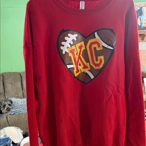 Gildan Red KC Heart Football Sweatshirt
